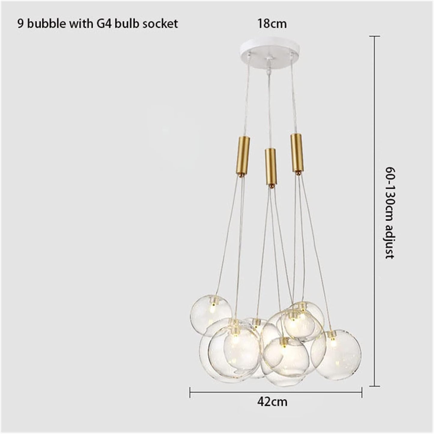 Luxury Gypsophila Glass Ball LED Pendant Lamp – Modern Golden Luster Ceiling Hanging Light