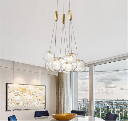 Luxury Gypsophila Glass Ball LED Pendant Lamp – Modern Golden Luster Ceiling Hanging Light