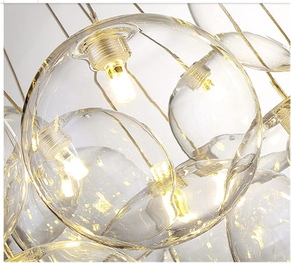 Luxury Gypsophila Glass Ball LED Pendant Lamp – Modern Golden Luster Ceiling Hanging Light