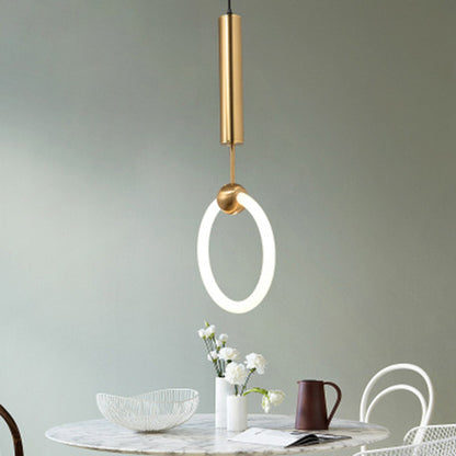 Nordic Style Gold Metal Circle Ring Pendant Lamp, Kitchen and Dining Light Chandelier