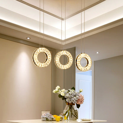 Modern Crystal Dining Room Chandelier, Kitchen Celling Lamp, Crystal Long Pendant Light