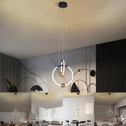 Nordic Led Pendant Lamp, Ring Circle Kitchen Fixture, Luxury Crystal Chandelier For Home