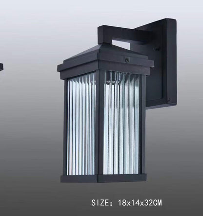 Outdoor Wall Lamp – Aluminum & Glass with Black Finish